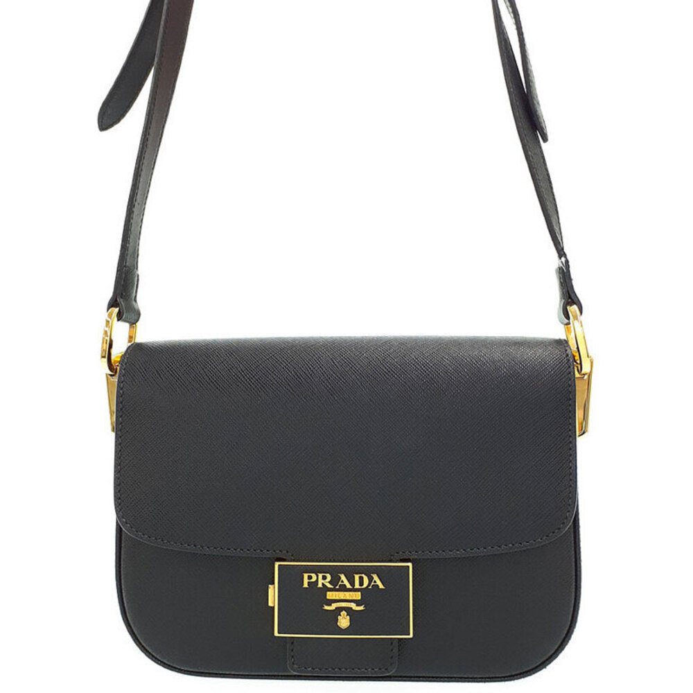 Prada Embleme Saffiano leather shoulder bag black